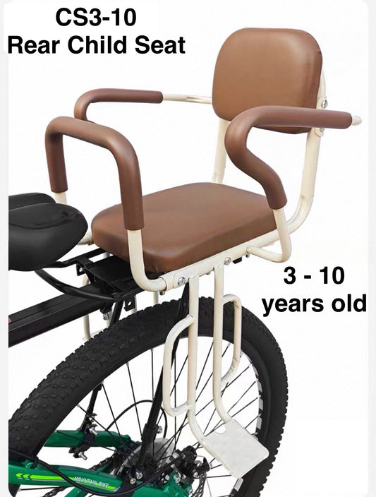 Bicycle Child Back Seat Model CS3-10 (Brown) with Armrests and Footrest