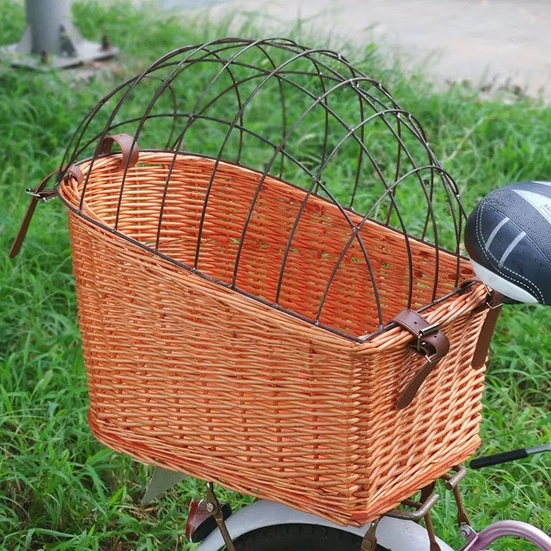Bicycle Pet Rattan Basket - Rear Rack Mount