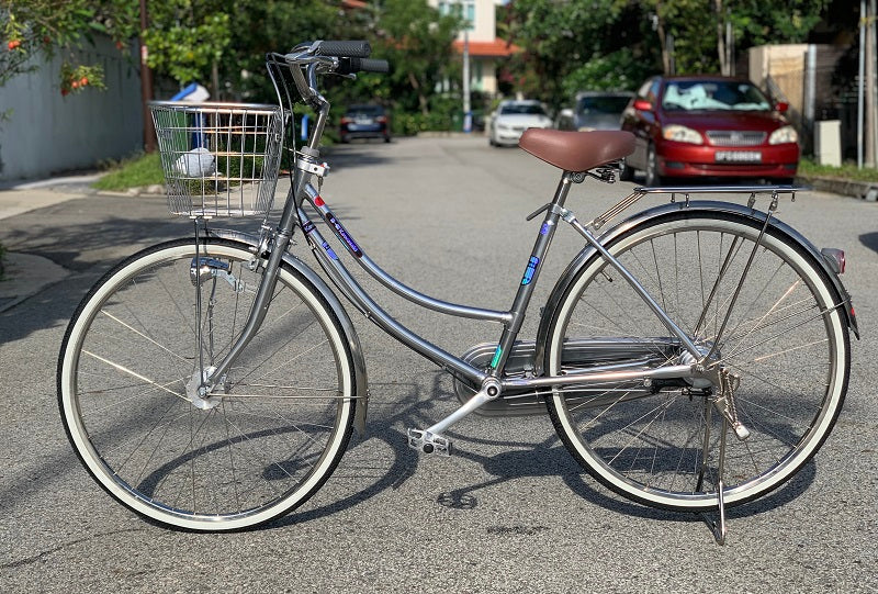 KAWASAKI 26 INCH 3 SPEED SILVER CHROME + Free Bike Lock