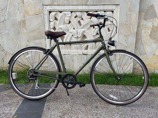 ELECTRA LOFT CLASSIC CITY BIKE 28 INCH MATTE ARMY GREEN 7 SPEED + FREE HEADLIGHT AND BIKE LOCK Q5