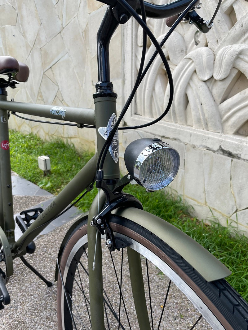 ELECTRA LOFT CLASSIC CITY BIKE 28 INCH MATTE ARMY GREEN 7 SPEED + FREE HEADLIGHT AND BIKE LOCK Q5
