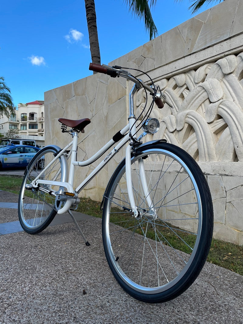 KOLOR CLASSIC LADIES CITY BIKE LOWER BAR 26 INCH WHITE 3 SPEED + FREE HEADLIGHT AND BIKE LOCK Q5