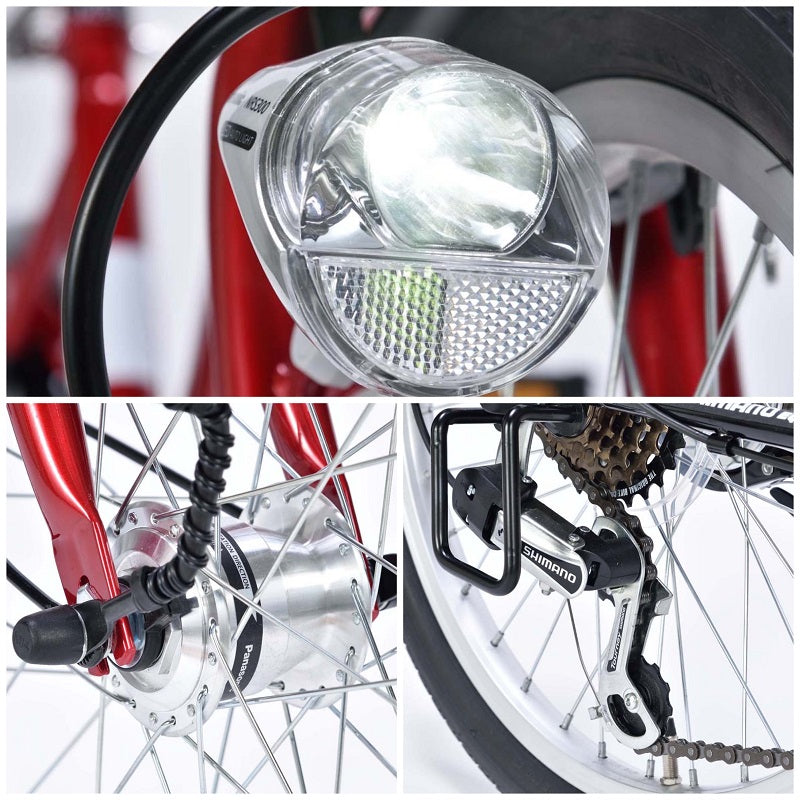 MYPALLAS M204 FOLD 20 INCH 6 SPEED RED - FRONT BASKET/ SENSOR LIGHT