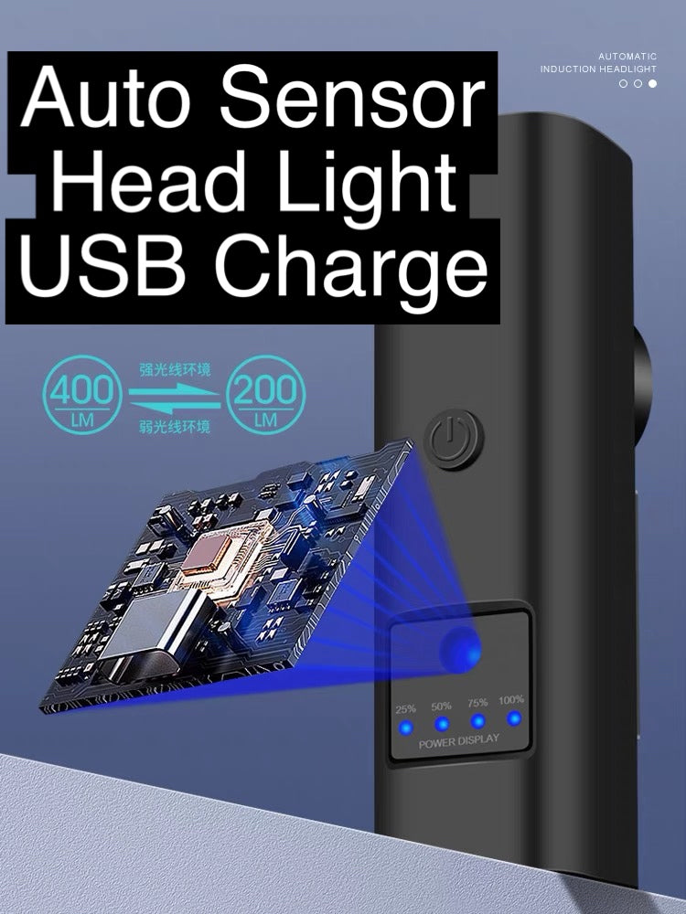 HEAD LIGHT 200-400LM USB RECHARGEABLE BK-C1202 (BLACK)