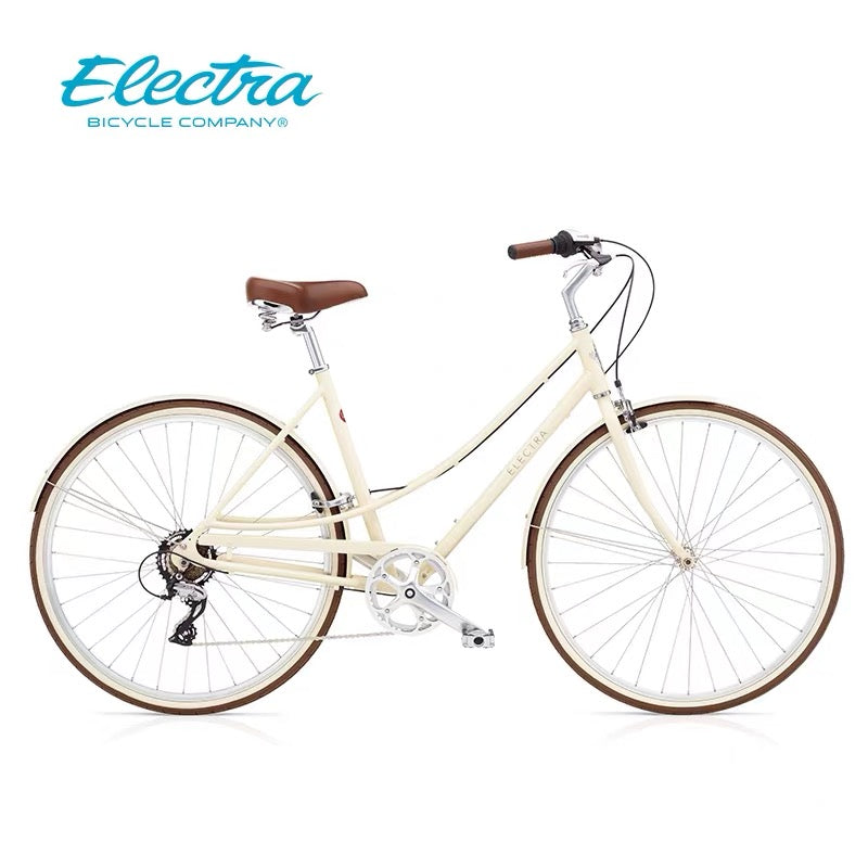ELECTRA LOFT CLASSIC LADIES CITY BIKE 28 INCH CREAM WHITE 7 SPEED + FREE HEADLIGHT AND BIKE LOCK Q5