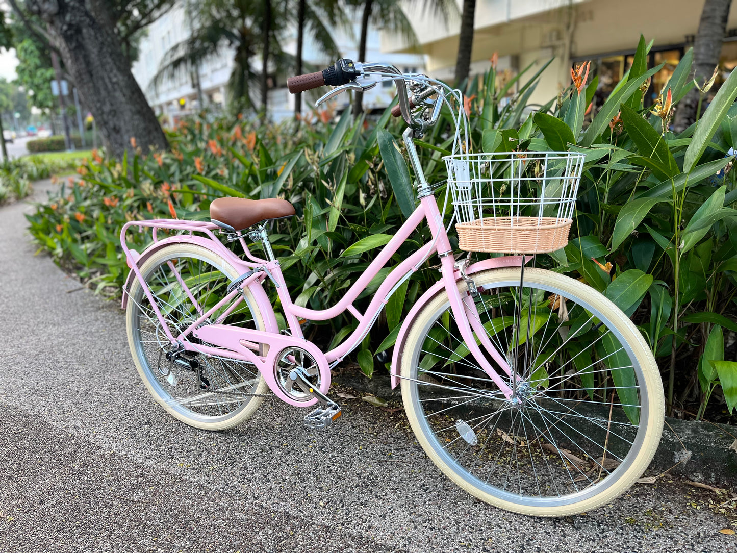 UC24 model City Bike, Pink 24 inch 6 speeds c/w basket and rear rack (preorder available mid Oct)