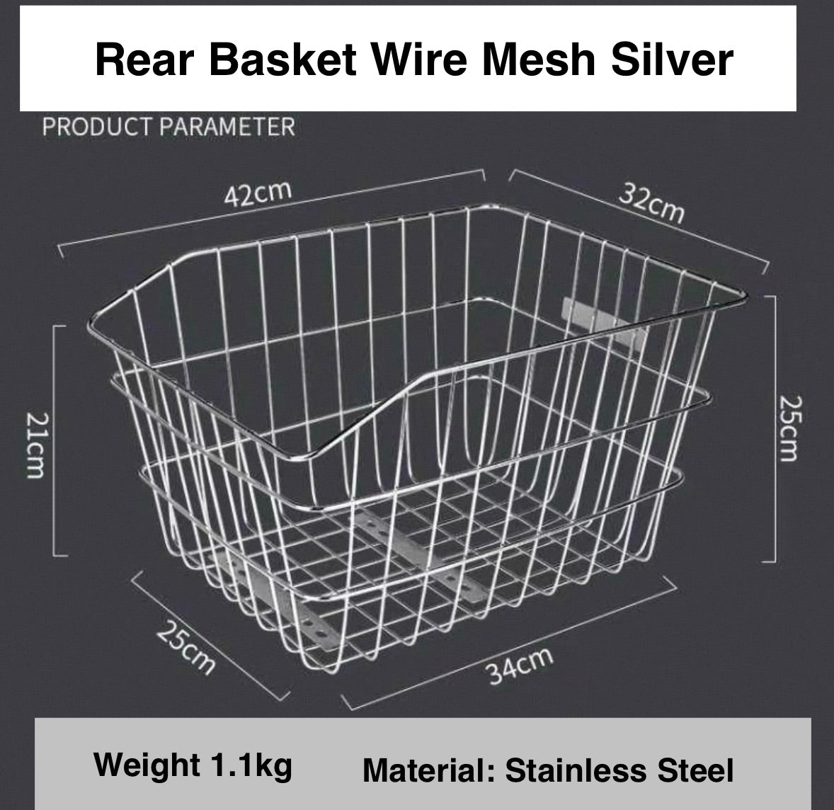 Rear Basket Wire Mesh Stainless Steel