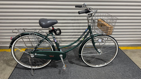 KAWASAKI 26 INCH 3 SPEED DARK GREEN + FREE BIKE LOCK, MINI TOOLS AND AIR PUMP