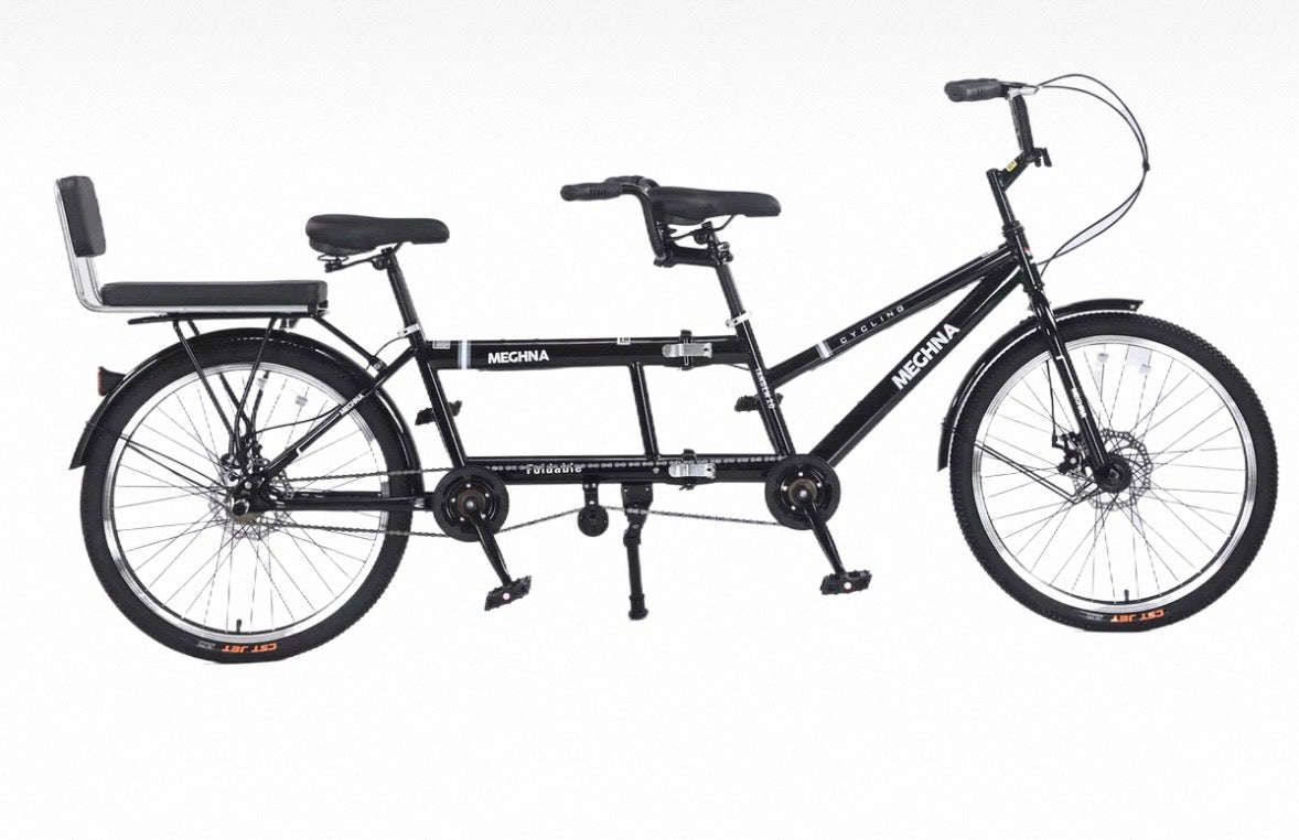 TANDEM FOLDING BIKE 24 INCH SINGLE SPEED - BLACK ONLY