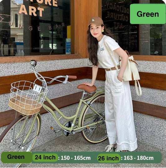 UC24 model City Bike, Green 24 inch 6 speeds c/w basket and rear rack (preorder available mid Oct).