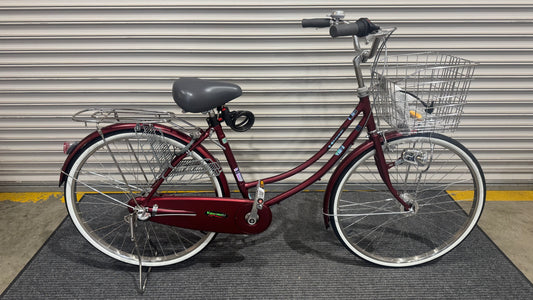 KAWASAKI 26 INCH 3 SPEED DARK RED + FREE BIKE LOCK, MINI TOOLS AND AIR PUMP