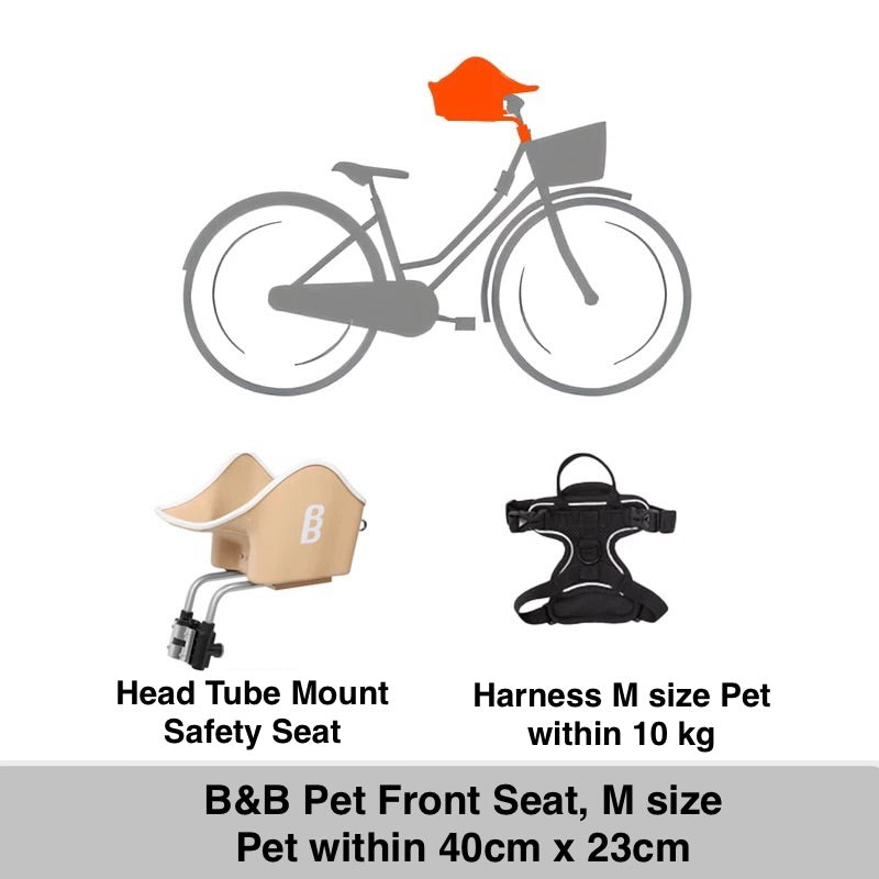 B&B Bicycle Pet Front Seat Gray - head tube mount