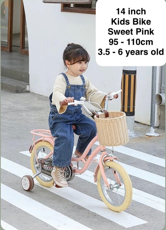 Phoenix 14 inch Sweet Pink with training wheels and front basket