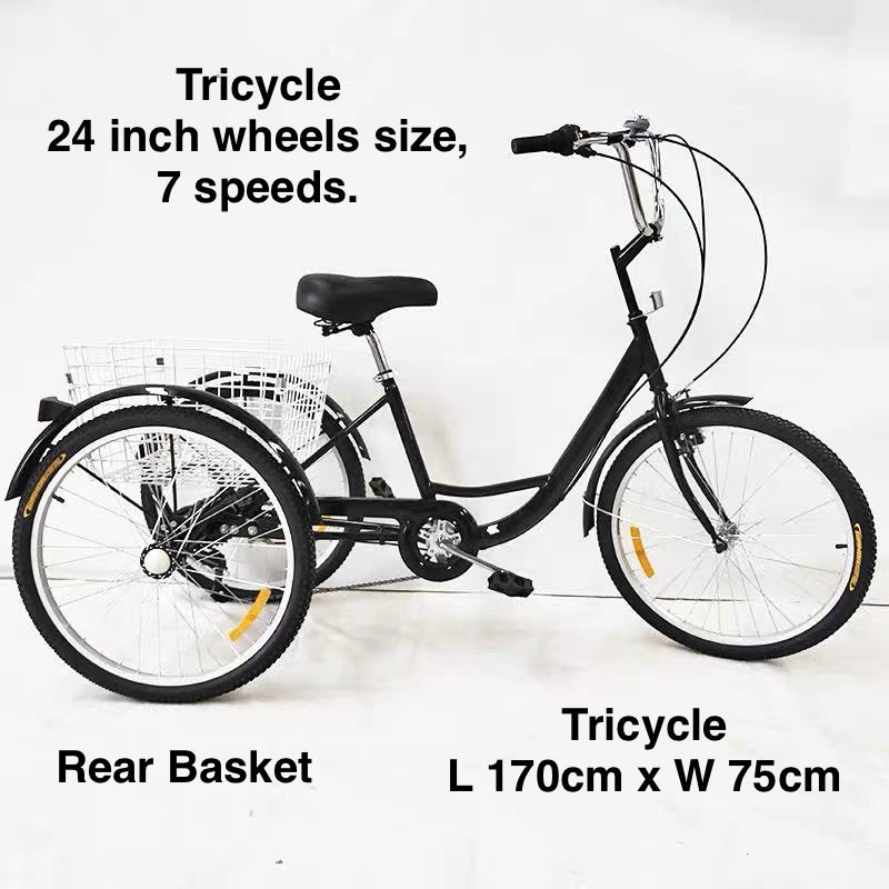 T-Max 24 Inch Tricycle Black 7 Speed (Pre-order)