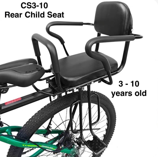 Bicycle Child Back Seat Model CS3-10 (Black) with Armrests and Footrest