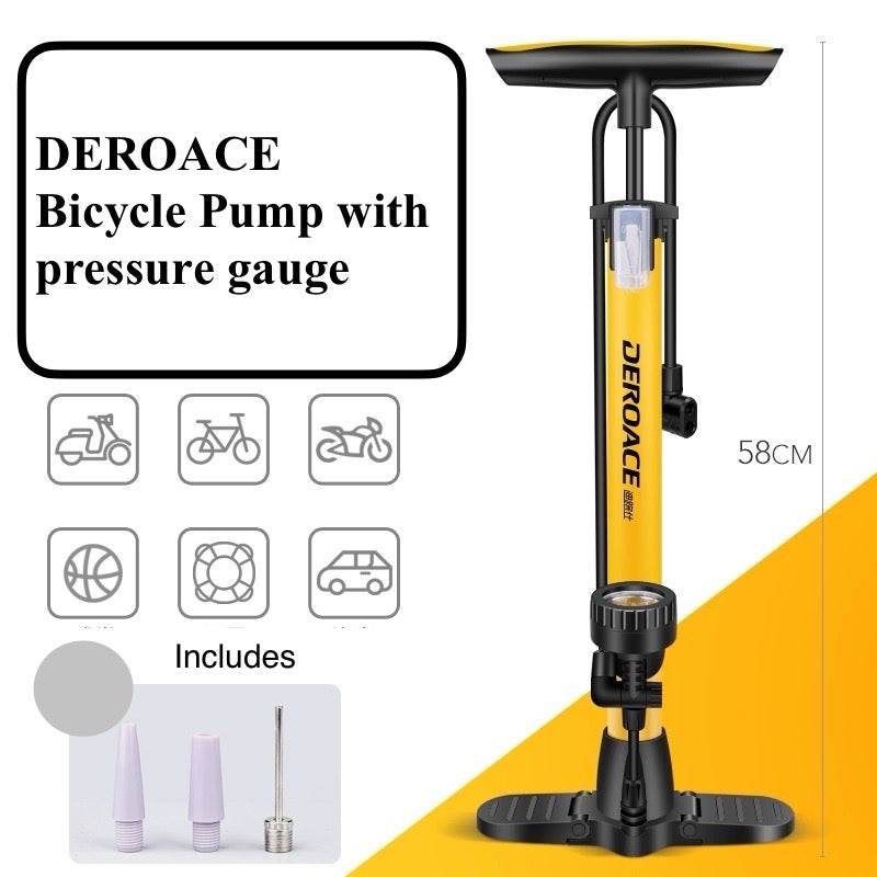 DEROACE Bicycle Foot Pump with pressure gauge