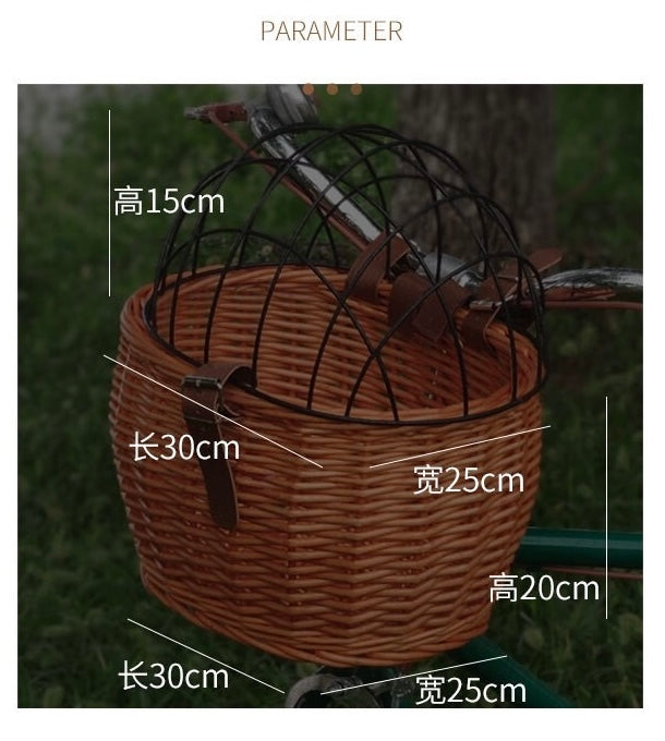 Bicycle Pet Rattan Basket - Head Tube or Handle Bar Mount Type