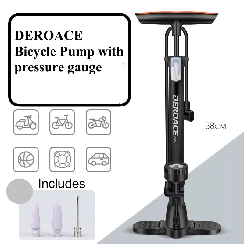 DEROACE Bicycle Foot Pump with pressure gauge