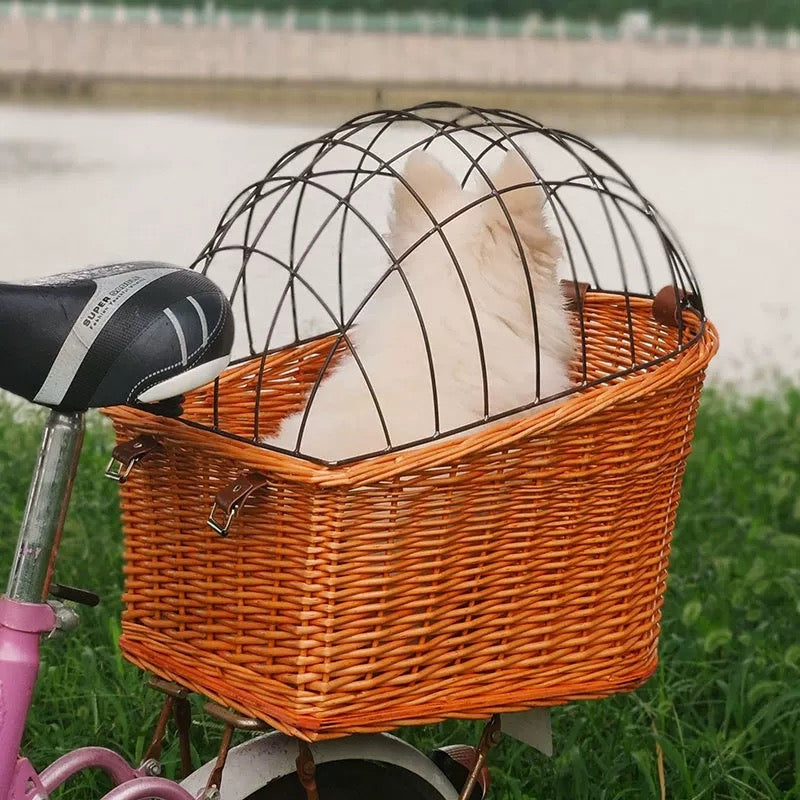Bicycle Pet Rattan Basket - Rear Rack Mount
