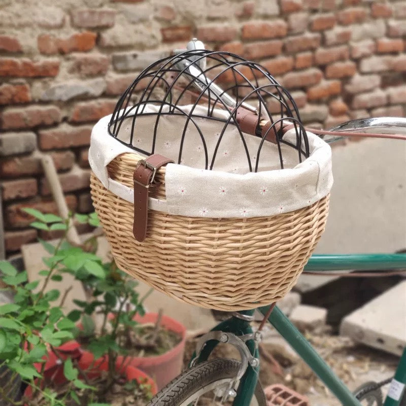 BICYCLE PET BASKET WITH CAGED LID FootLoops bicycle-pet-basket-with-caged-lid-footloops