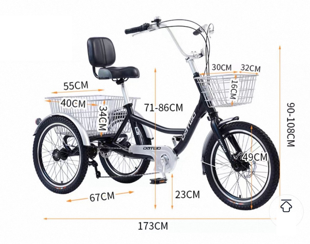 Foreknow DATWO-D01, 20 Inch Tricycle Light Gray, Single/ 7 Speed (preorder)