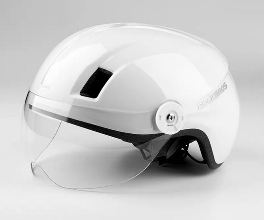 ROCKBROS HELMET WITH GOGGLE -  SHINING WHITE (L size 58-62cm)