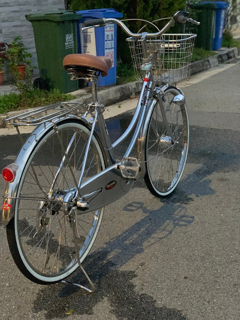 KAWASAKI 26 INCH 3 SPEED SILVER CHROME + Free Bike Lock