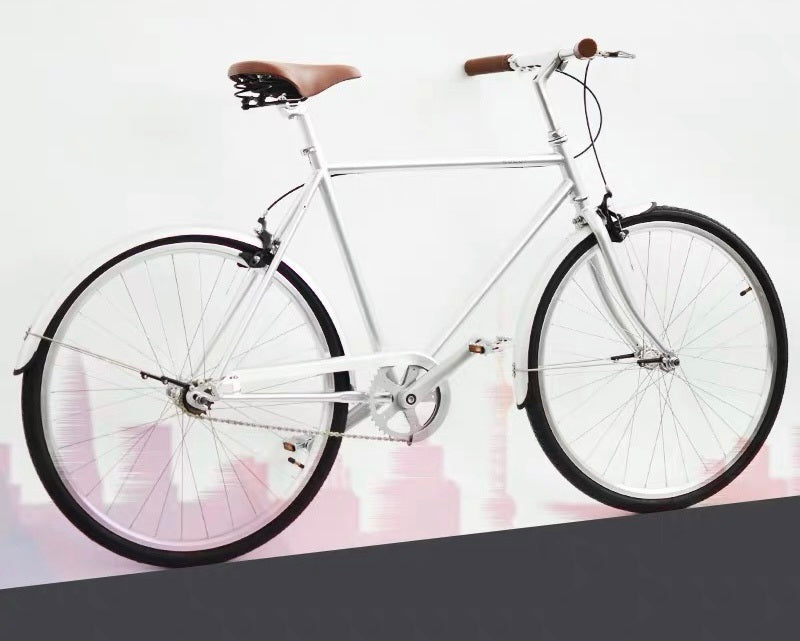 KOLOR CLASSIC CITY BIKE 26 INCH ELECTROPLATED SILVER 3 SPEED + FREE HEADLIGHT AND BIKE LOCK Q5