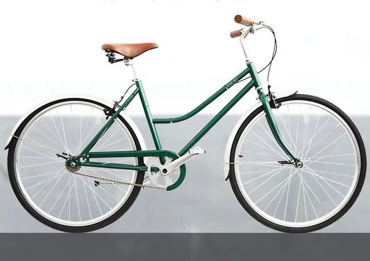 KOLOR CLASSIC LADIES CITY BIKE LOWER BAR 26 INCH BRITISH RACING GREEN 3 SPEED + FREE HEADLIGHT AND BIKE LOCK Q5