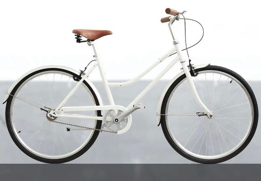 KOLOR CLASSIC LADIES CITY BIKE LOWER BAR 26 INCH WHITE 3 SPEED + FREE HEADLIGHT AND BIKE LOCK Q5