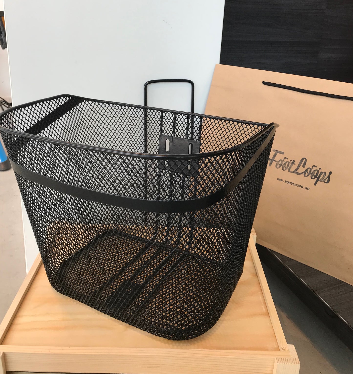 METAL BASKET FRONT WIRE MESH BLACK