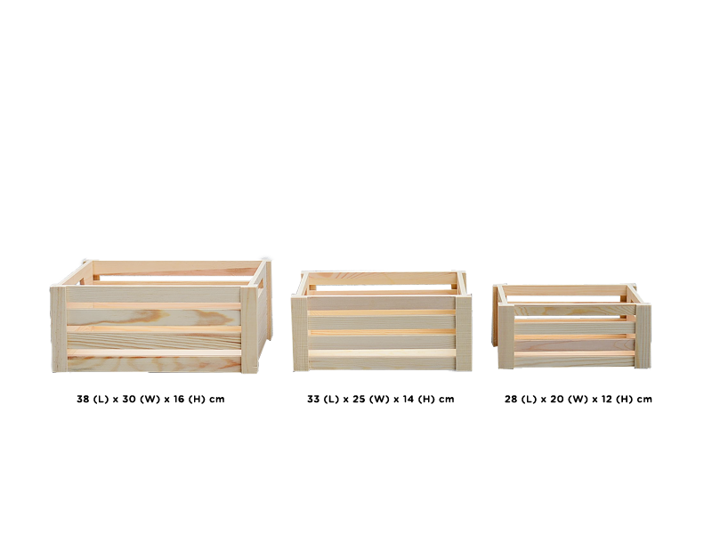 WOODEN CRATE 3-IN-1 SET PINEWOOD