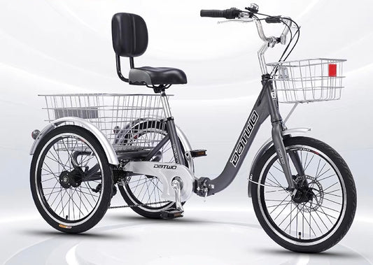 FOREKNOW 20 INCH TRICYCLE GRAY 7 SPEED FOLDABLE BIKE